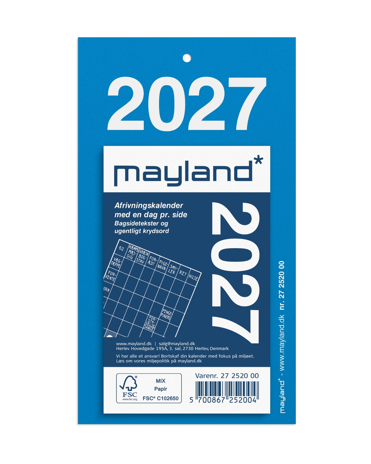 Afrivningskalender med Bagsidetekst 2027