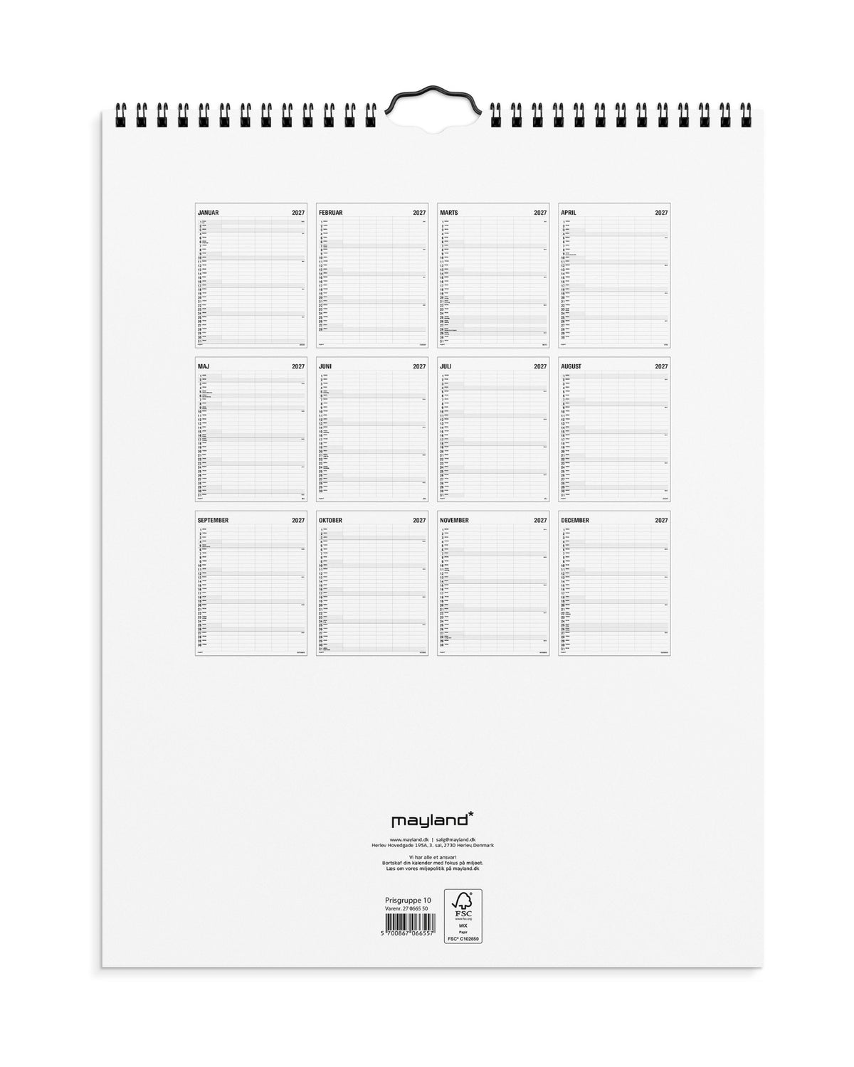 Familie kalender Black and White 5 kol. 2027