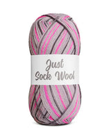 Just Sock Wool 50g - Fv.1 Askegrå/Mørkegrå/Pink - Fra Mayflower