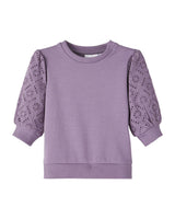 Lilla sage Name It sweatshirt med blonde pufærmer - 13216779