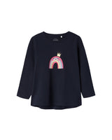 Mørkeblå - Dark Sapphire - Name it - Langærmet T-shirt - Regnbue - 13224957