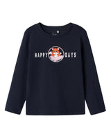 Blå - dark sapphire - Name It - happy days - t-shirt - 13224958