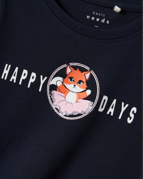 Blå - dark sapphire - Name It - happy days - t-shirt - 13224958