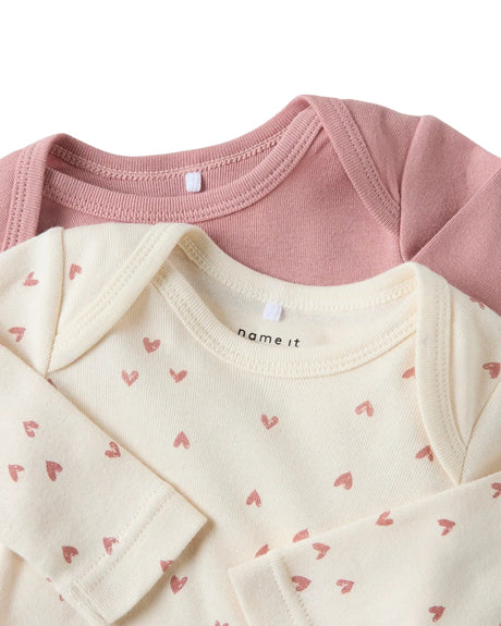 Rosa - Buttercream - Name it - 2-pack - Bodystocking - hjerter - 13227029
