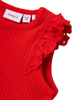 Rød - tomato - Name it - top - blonde ærmer - 13228012