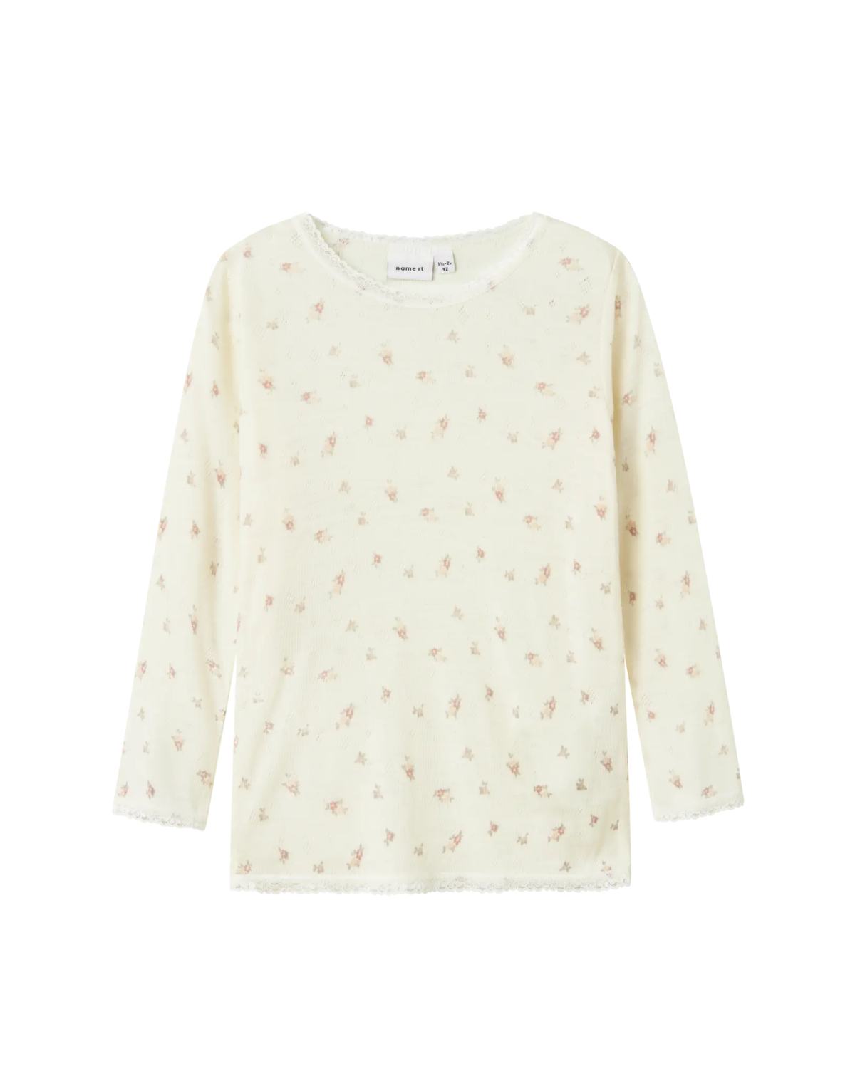 Creme Hvid - Snow White/Small Flowers - name it - Uld bluse - Blomster - 13228432