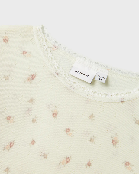 Creme Hvid - Snow White/Small Flowers - name it - Uld bluse - Blomster - 13228432