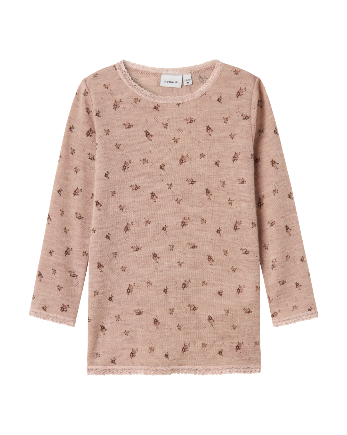 Lyserød - Shadow Gray - Name it - Uld bluse - Blomster - 13228432