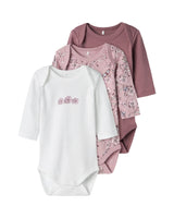 Lilla - Grape Shake - Name it - 3-pack - Bodystocking - Blomster - 13232733