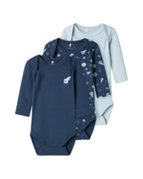 Blå - Dark Denim - Name it - 3-pack - Bodystocking - Rummet - 13232738