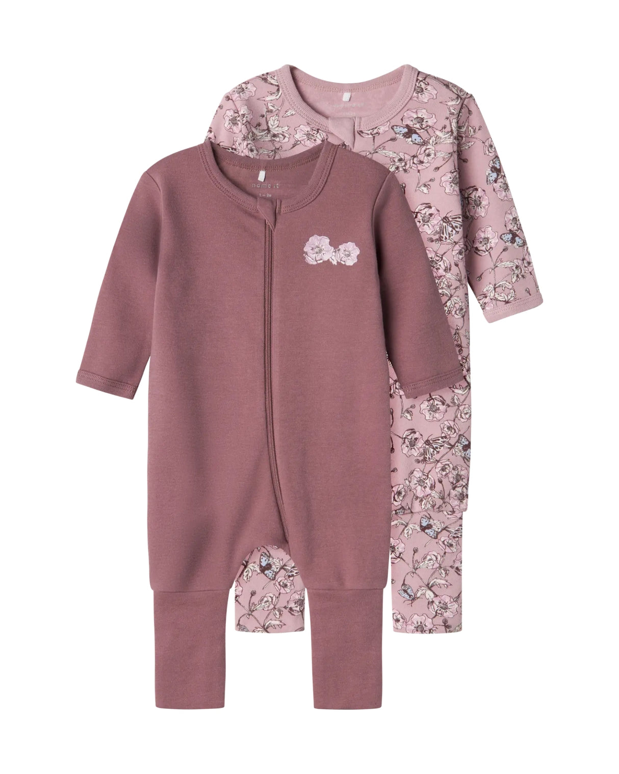 Lilla - Grape Shake - Name it - Natdragter (med lynlås) - 2-pack - blomster - 13232742