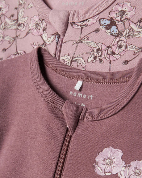 Lilla - Grape Shake - Name it - Natdragter (med lynlås) - 2-pack - blomster - 13232742