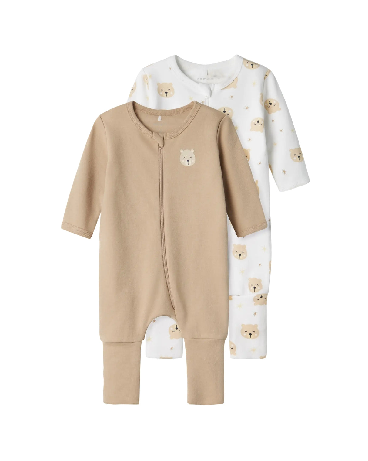 Offwhite - Oxford Tan - Name it - Natdragter (med lynlås) - 2-pack - bamser - 13232751