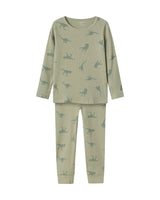 Grøn - Agave Green - Name it - Nattøjssæt - Rib - Dino - 13233002