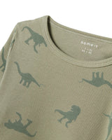 Grøn - Agave Green - Name it - Nattøjssæt - Rib - Dino - 13233002