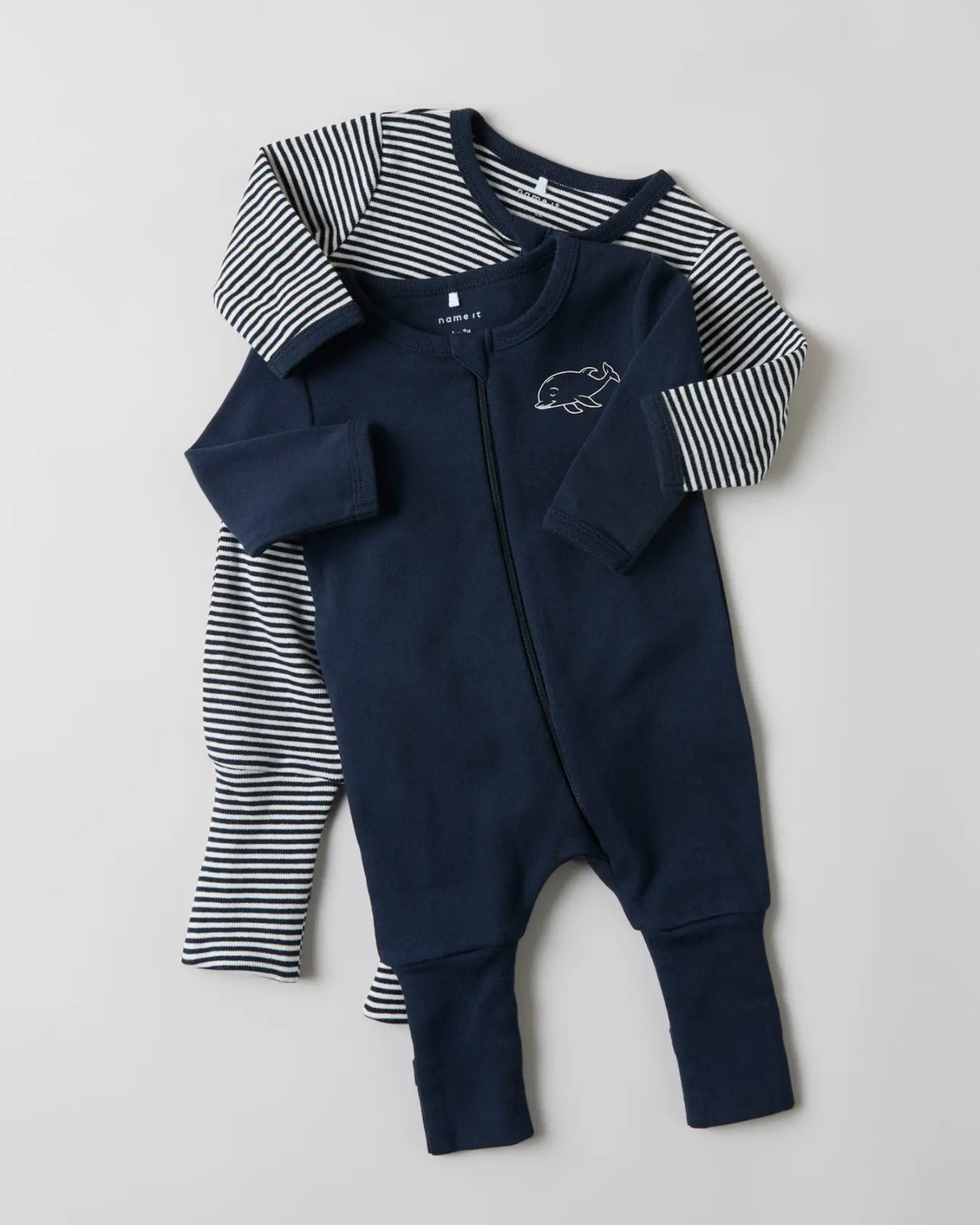 Blå - Dark Sapphire - Name it - Natdragter (med lynlås) - 2-pack - Hval - 13235148