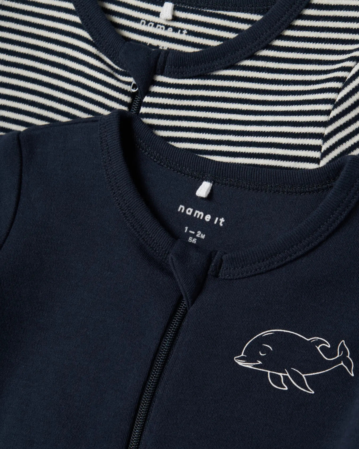 Blå - Dark Sapphire - Name it - Natdragter (med lynlås) - 2-pack - Hval - 13235148