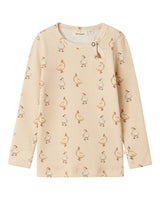 Beige - Sand Dollar - Lil'Atelier - Langærmet t-shirt - rib - ænder - 13236734