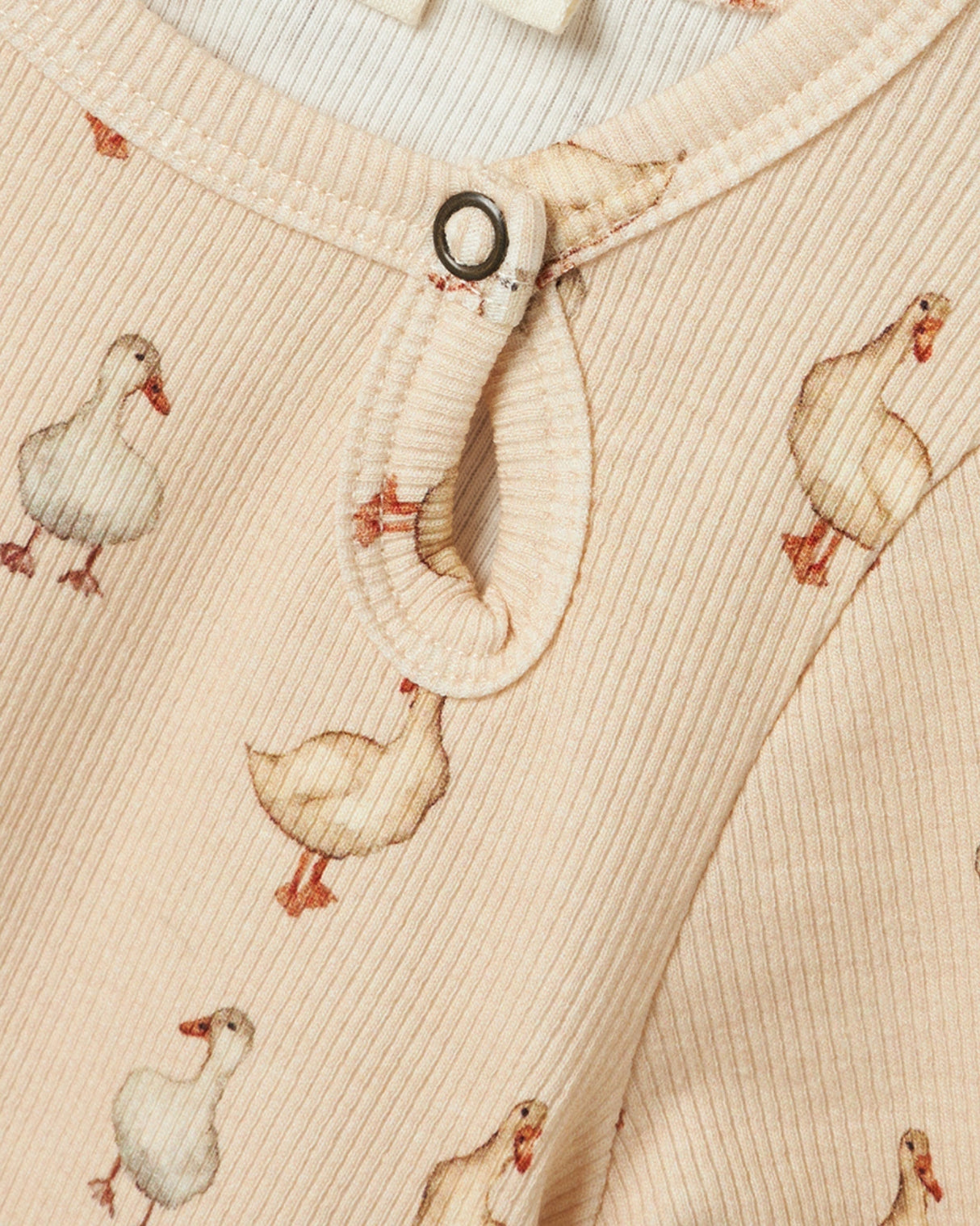 Beige - Sand Dollar - Lil'Atelier - Langærmet t-shirt - rib - ænder - 13236734