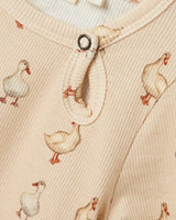 Beige - Sand Dollar - Lil'Atelier - Langærmet t-shirt - rib - ænder - 13236734