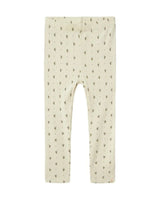 Offwhite - Turtledove/små blomster - Lil'Atelier - Rib - Leggings - Blomster - 13239102
