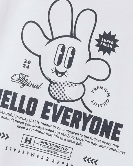 Hvid - Bright White - Name it - tshirt - motiv på ryggen - 13239600