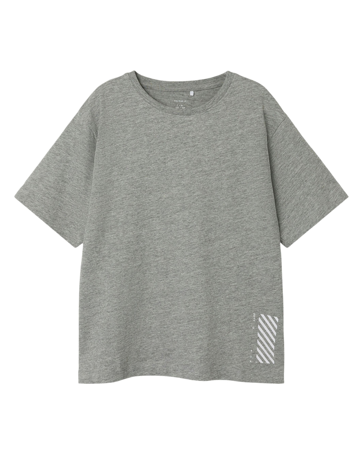 Grå - Grey Melange - Name it - tshirt - motiv på ryggen - 13239600