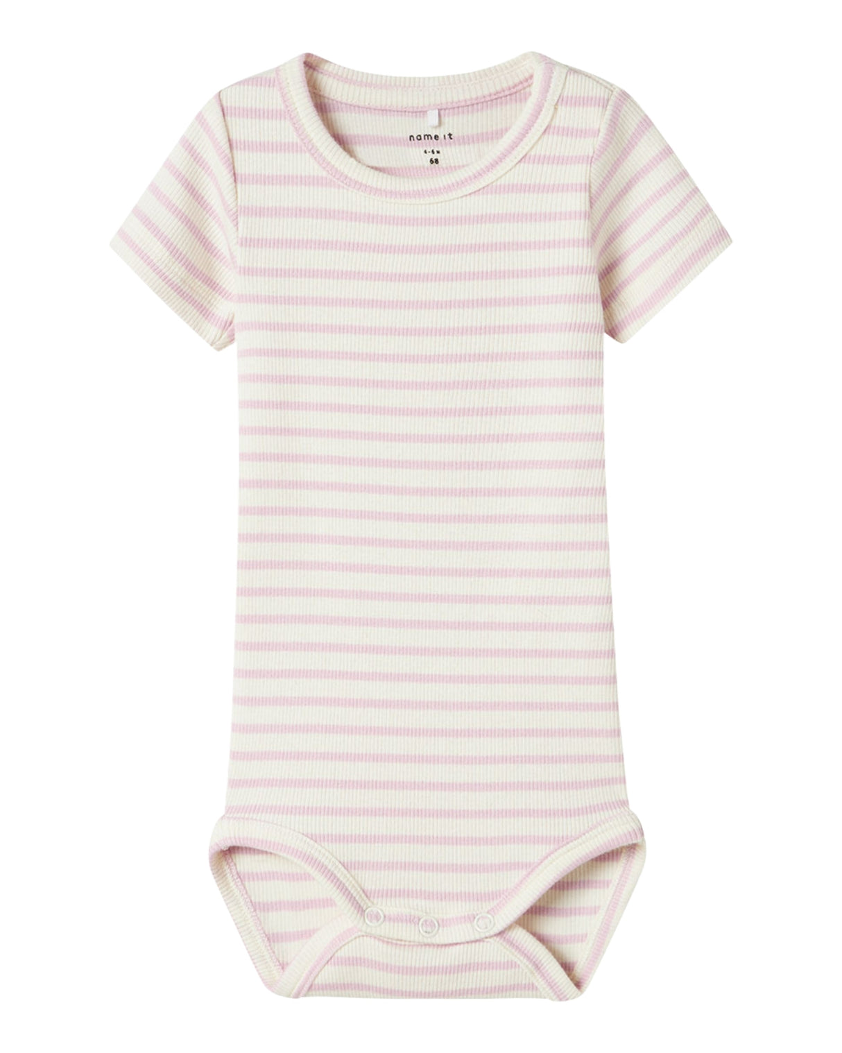 Lyserød/Offwhite - Windsome Orchid - Name it - Bodystocking - korteærmer - rib - 13240373