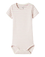 Lyserød/Offwhite - Windsome Orchid - Name it - Bodystocking - korteærmer - rib - 13240373