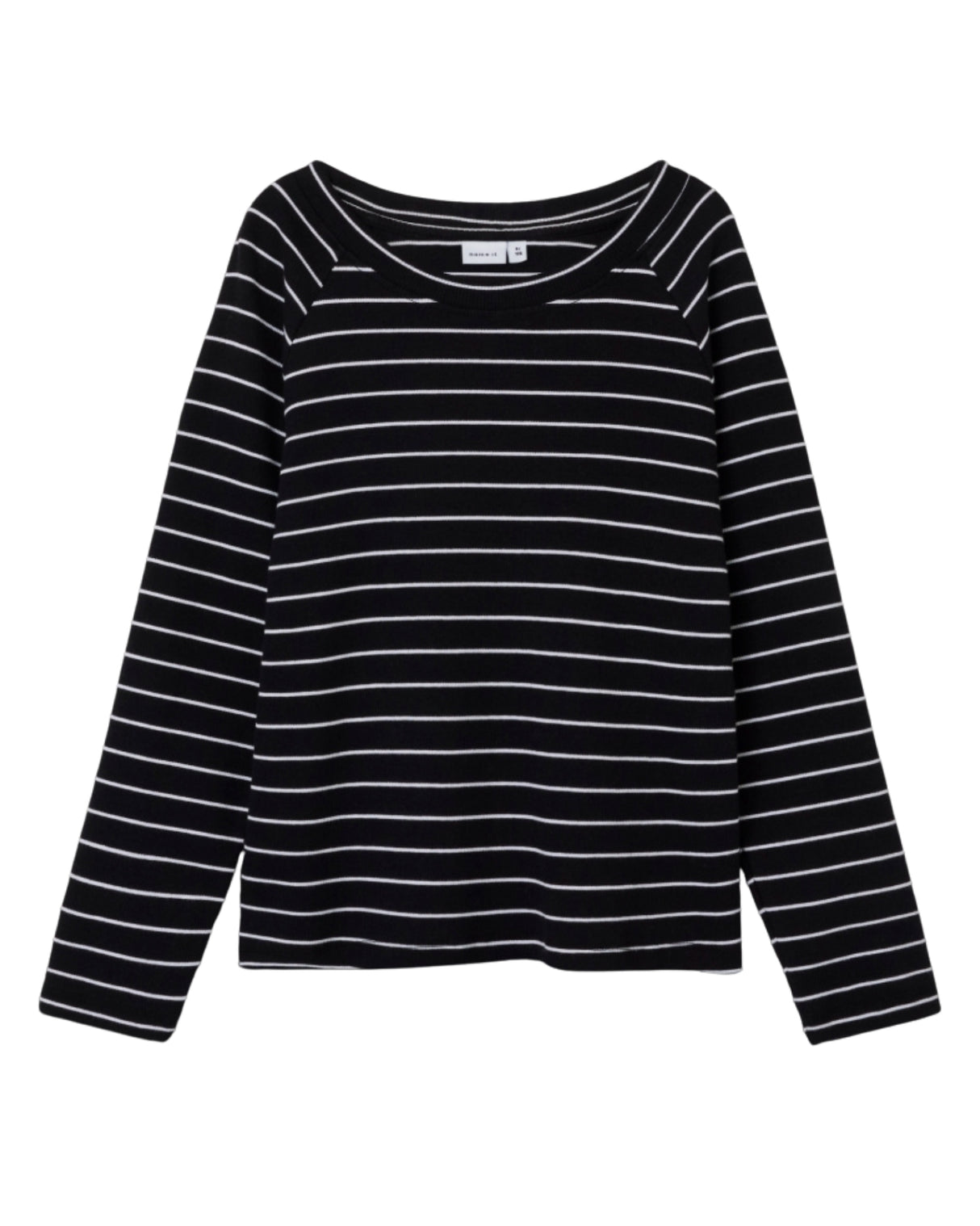 Sort/hvid - Black - Name it - small rib - stribet - langærmet - bluse - 13241869