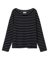 Sort/hvid - Black - Name it - small rib - stribet - langærmet - bluse - 13241869