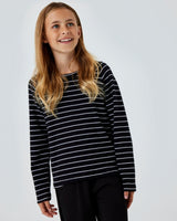 Sort/hvid - Black - Name it - small rib - stribet - langærmet - bluse - 13241869
