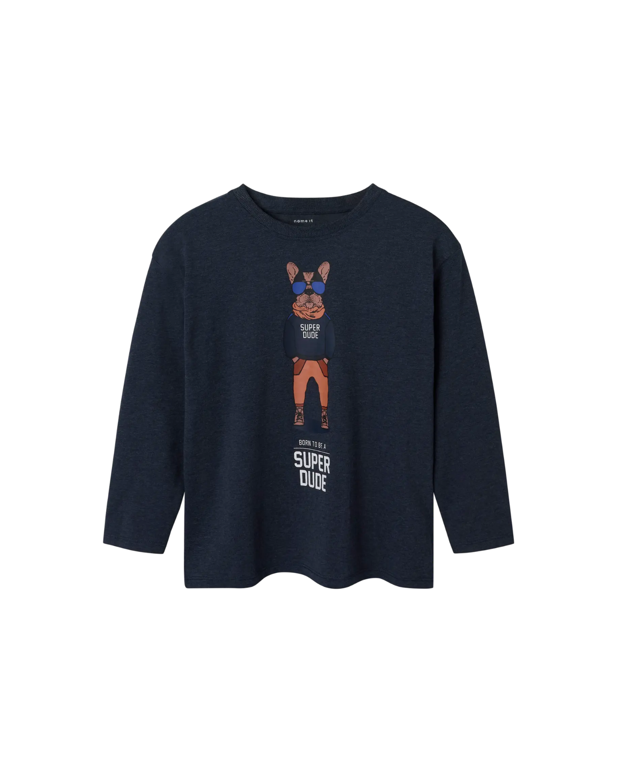 Blå - Dark Sapphire - Name it - T-shirt - "Super dude" - 13242434