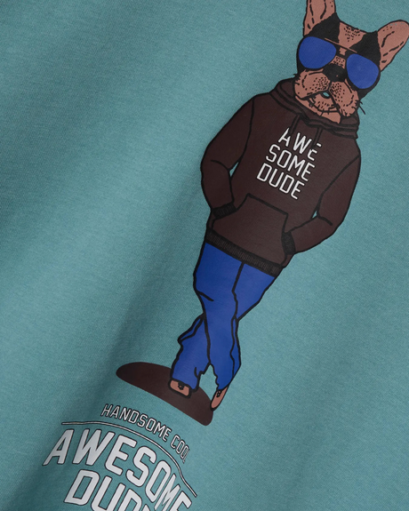 Blå - Mineral blue - Name it - T-shirt - "Awesome dude" - 13242434