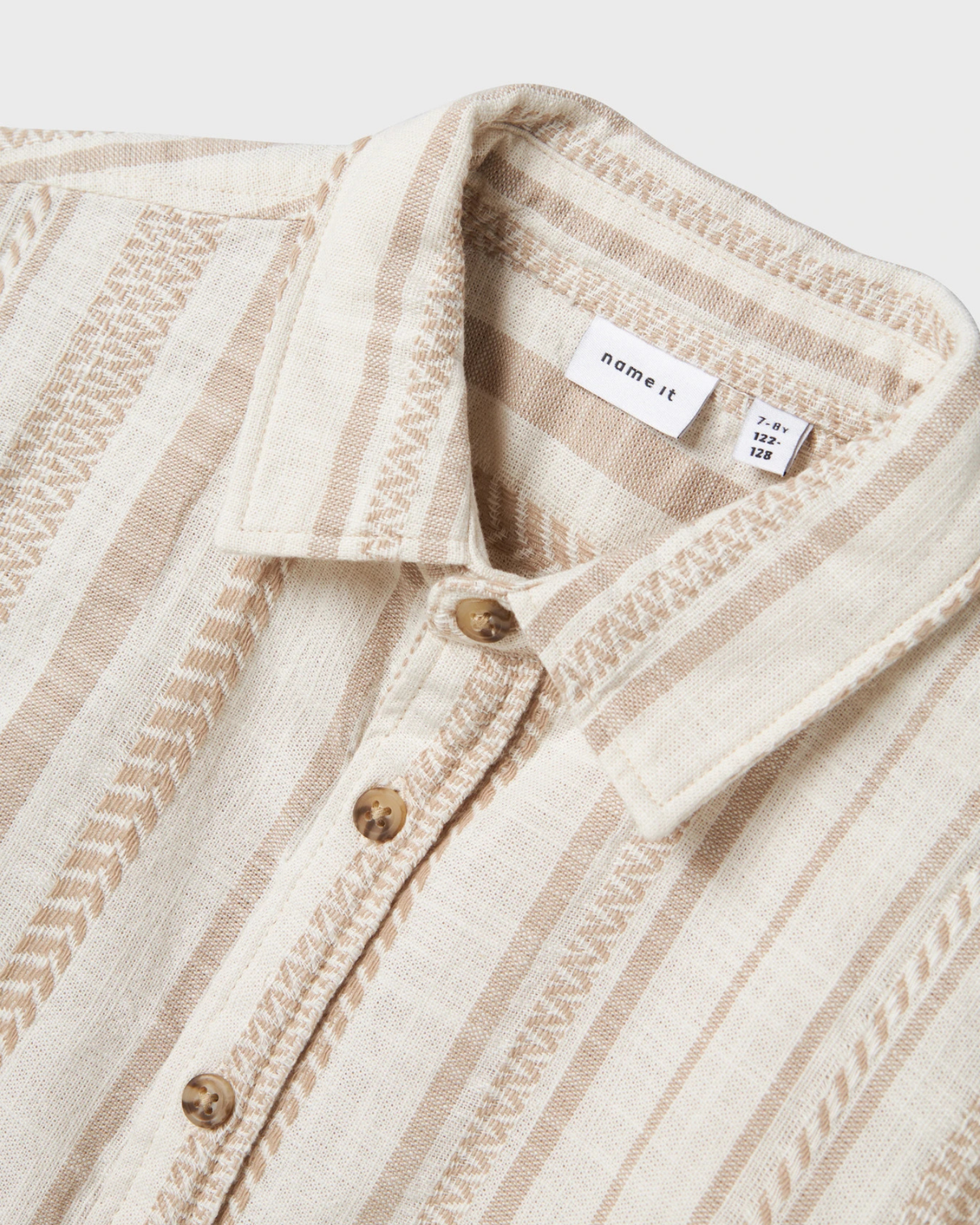 Hvid - Bleached Sand - Name it - Kortærmet Skjorte - 13242682