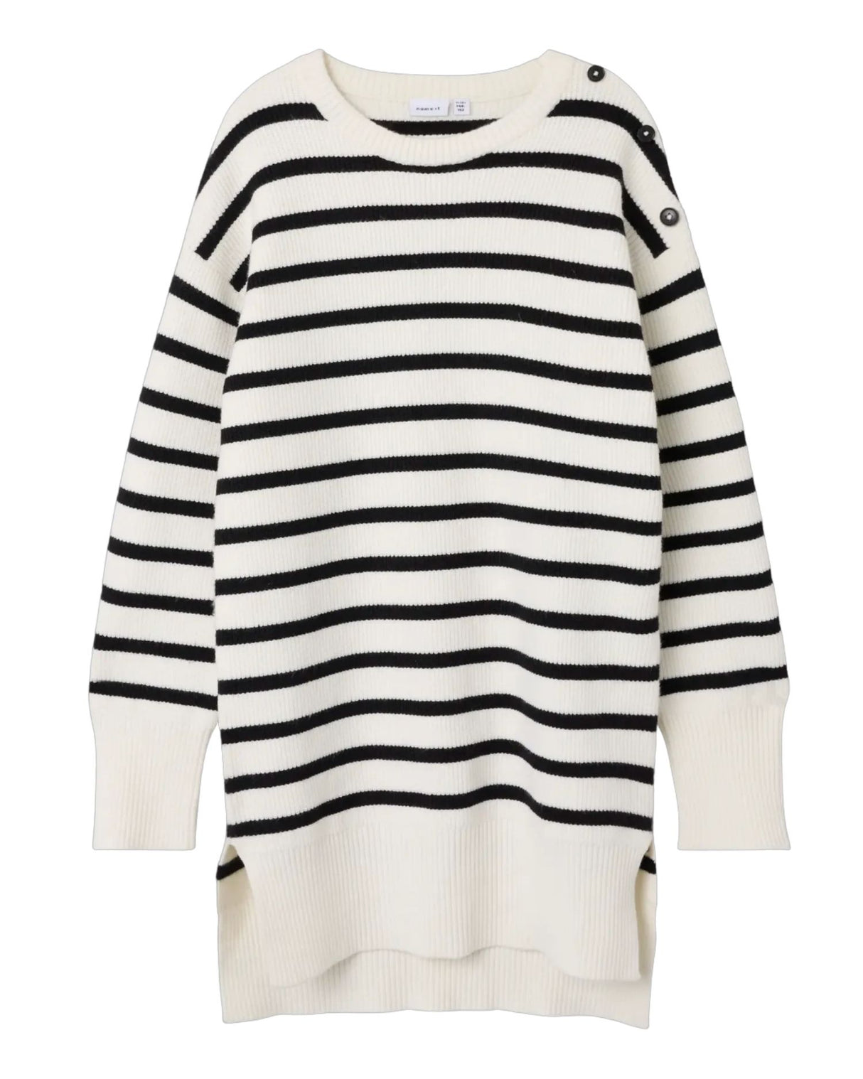 Hvid - cloud dancer -  Name it - lang striktrøje med striber - 13243866