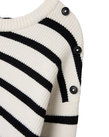 Hvid - cloud dancer -  Name it - lang striktrøje med striber - 13243866