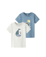 2-pak - Blå/Hvid - Spring lake/Cloud dancer - Name it - T-shirt - 13244683