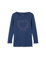 Blå - Blue Indigo - Name it - Bluse - Hjerte - 13244962