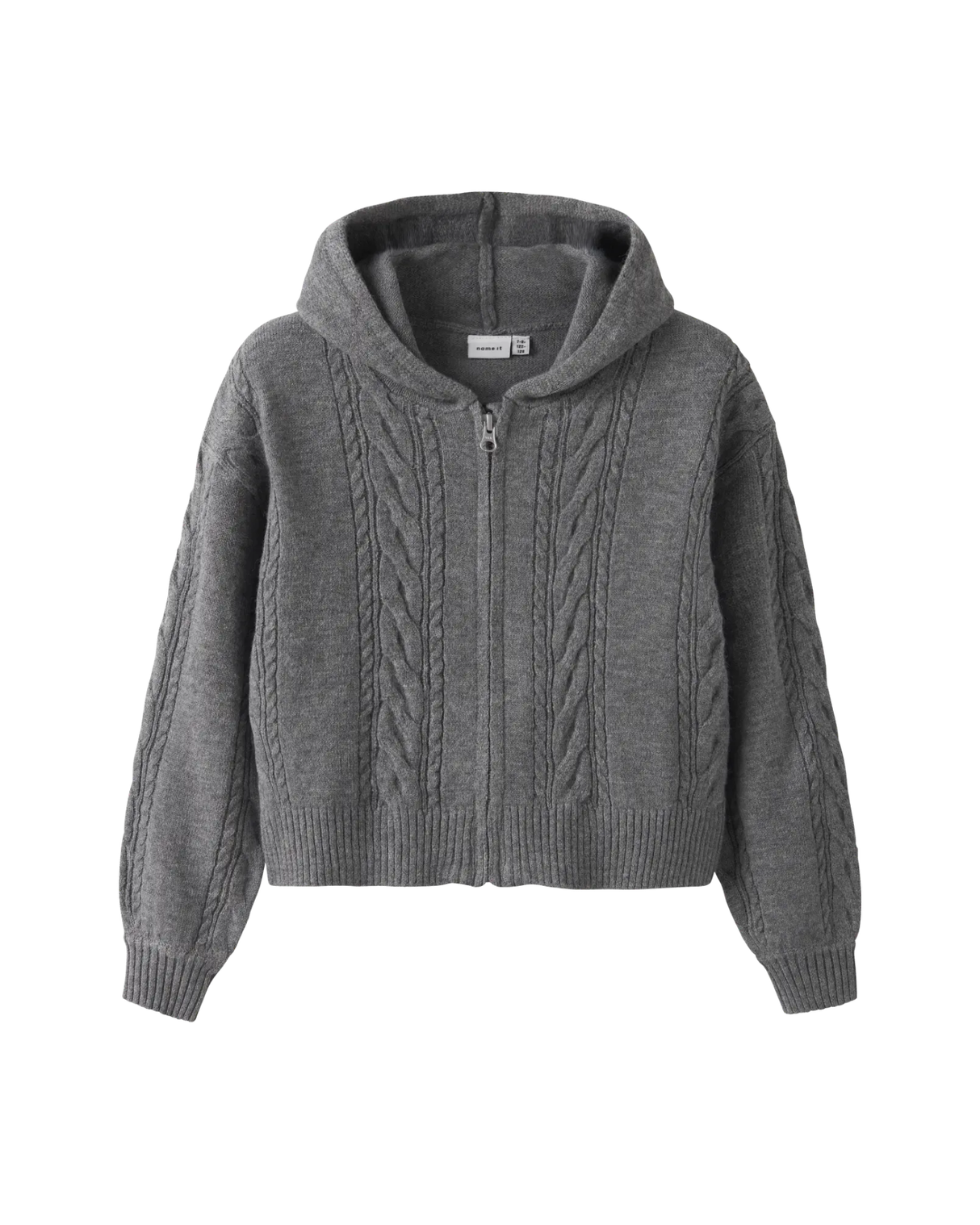 Grå - Grey Melange - Name it - Cardigan med hætte - 13247493