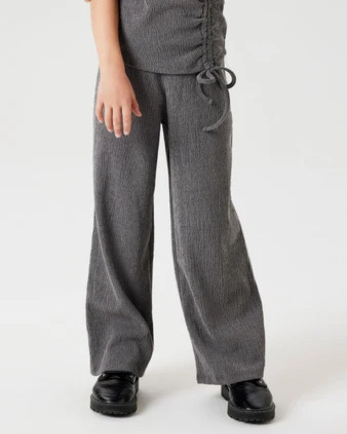 Grå - Dark Grey Melange - Name it - Bukser - Vide ben - 13248167