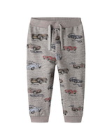 Grå - Grey Melange - Name it - Joggingbukser - Racerbiler - 13249275