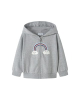 Grå - Grey Melange - Name it - Hættetrøje - Regnbue - 13249496