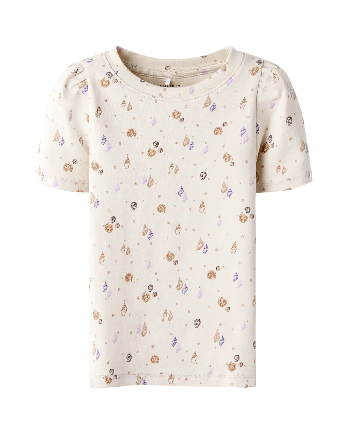 Hvid T-shirt med muslinger - Name it - korteærmer - Sandshell - 13251879