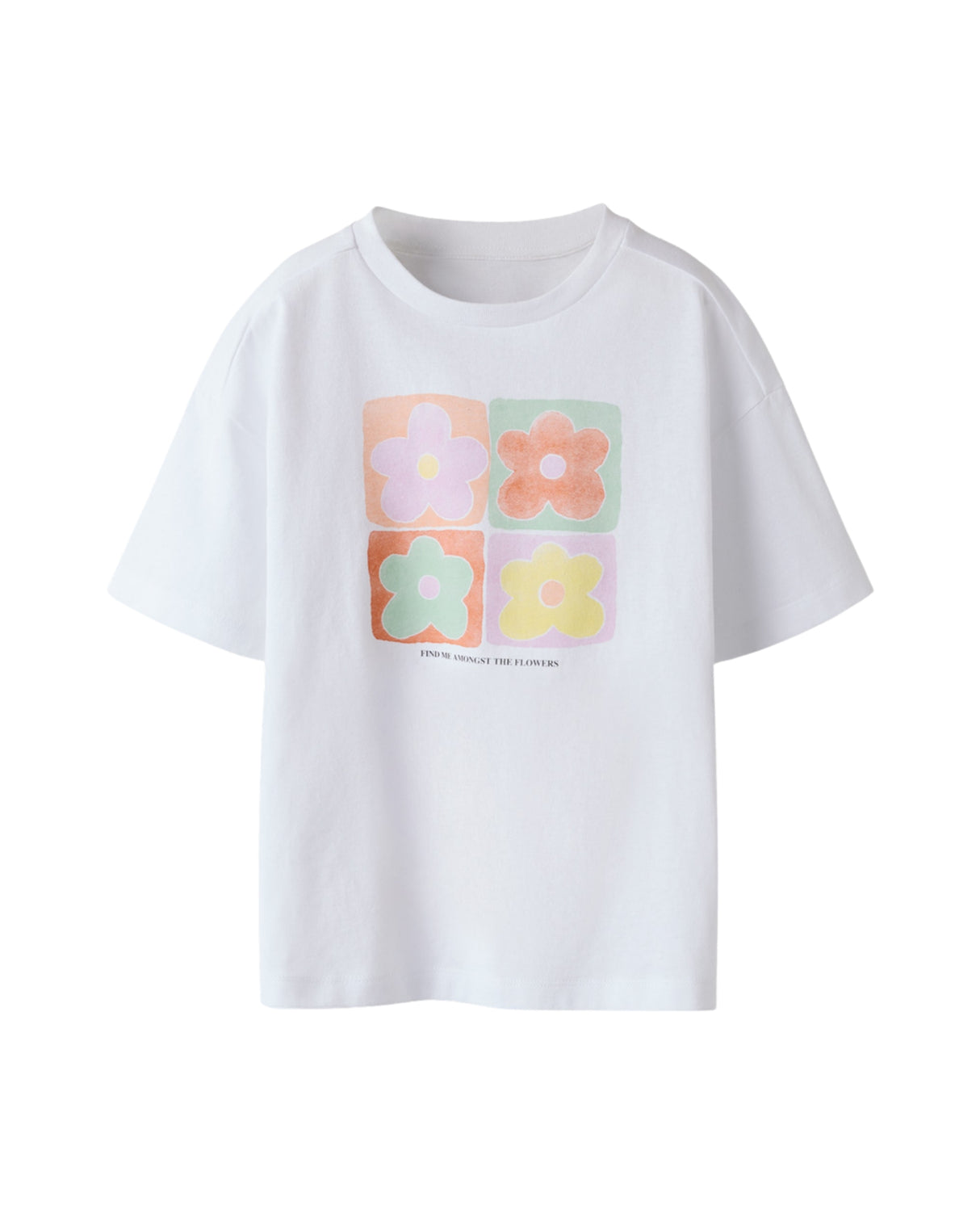 Hvid - Bright White/Flower - Name it - T-shirt - Blomster - 13252533