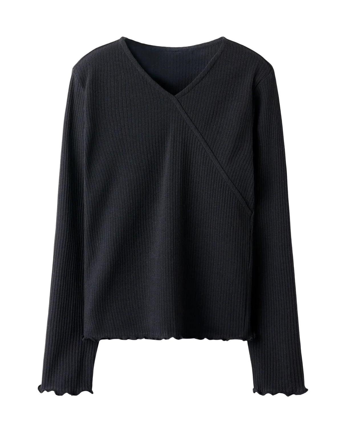 Sort Rib Langærmet Bluse - Name it - 13252641