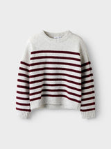 Grå - Light greay Melange - Name it - Stribet Striktrøje - 13253064