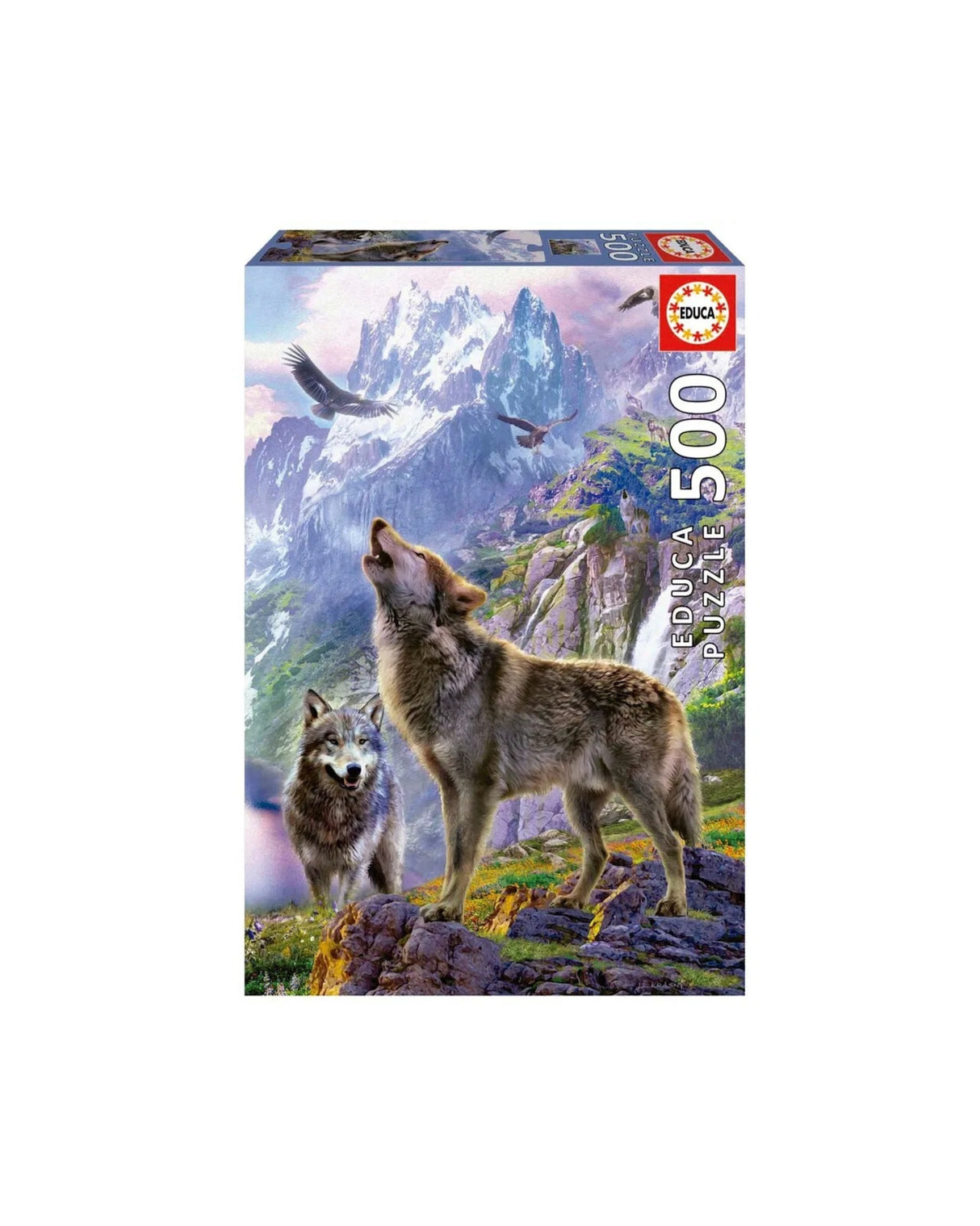 Educa 500 Wolves In The Rocks