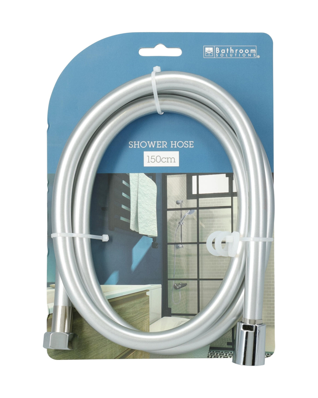 Bruseslange PVC – 150 cm, mat sølv