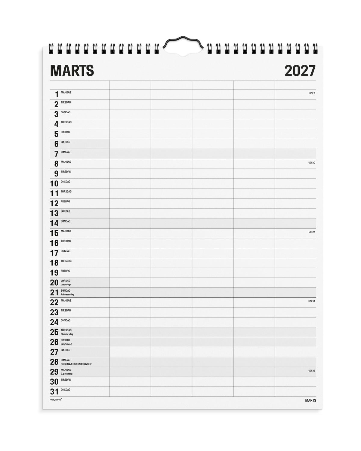 Familie kalender Black and White 5 kol. 2027